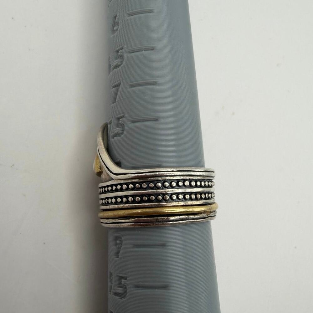 Triangular Cream Stone Two-Tone Stackable Statement Ring - Picture 8 of 8